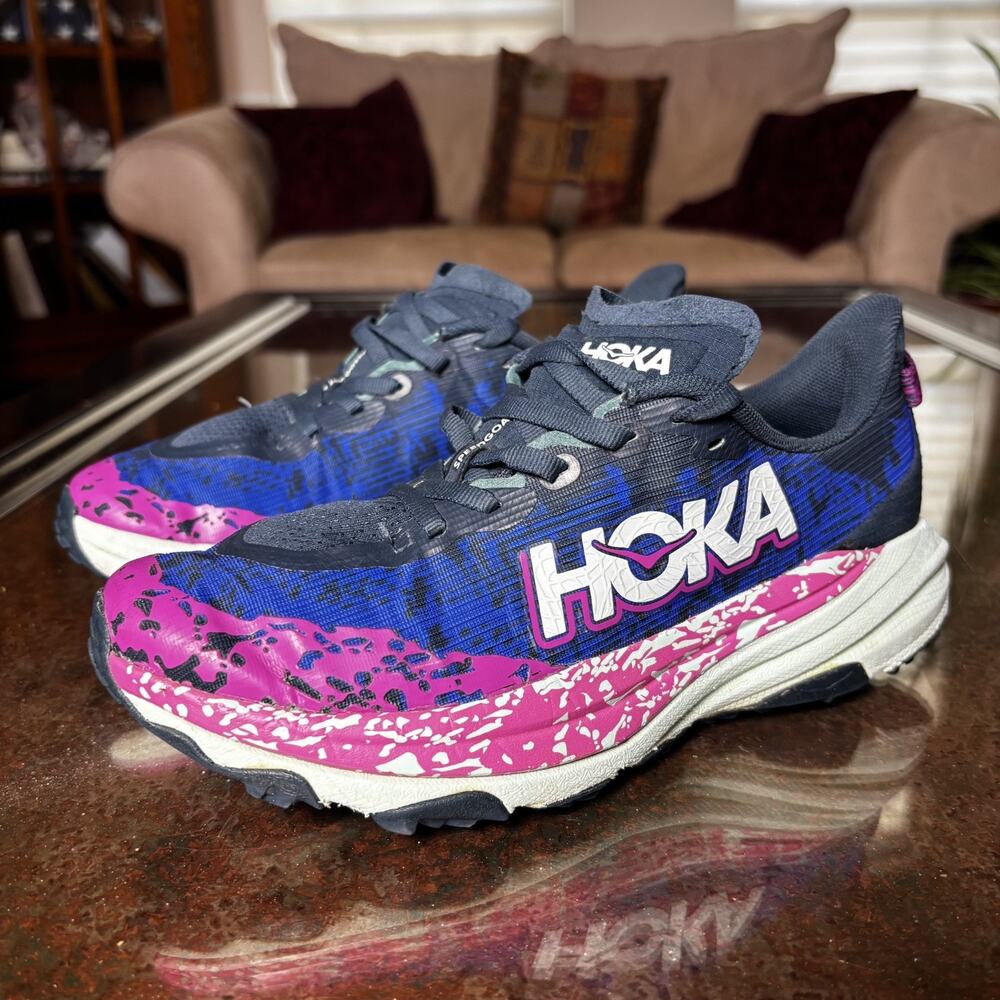 Hoka One One Speedgoat 6 Shoes Womens 4.5 Blue Purple Trail Running Gym Sneakers